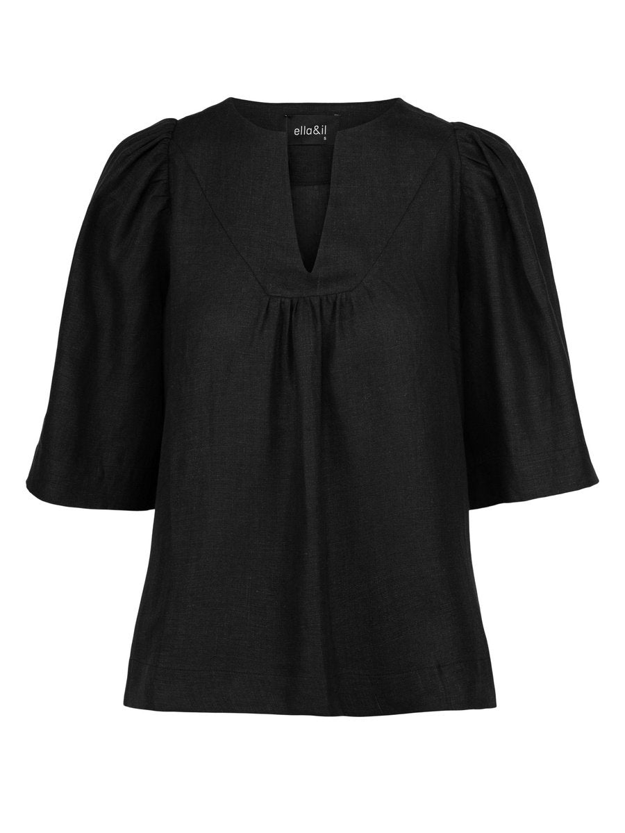 Ellie Linen Top Black