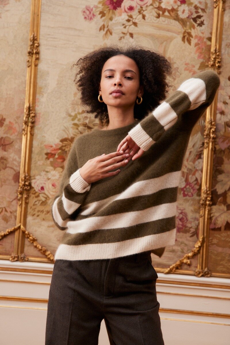 Joie Stripe Army/Off White