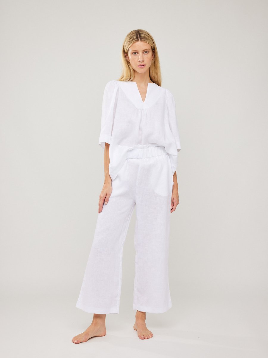 Ellie Linen Top White