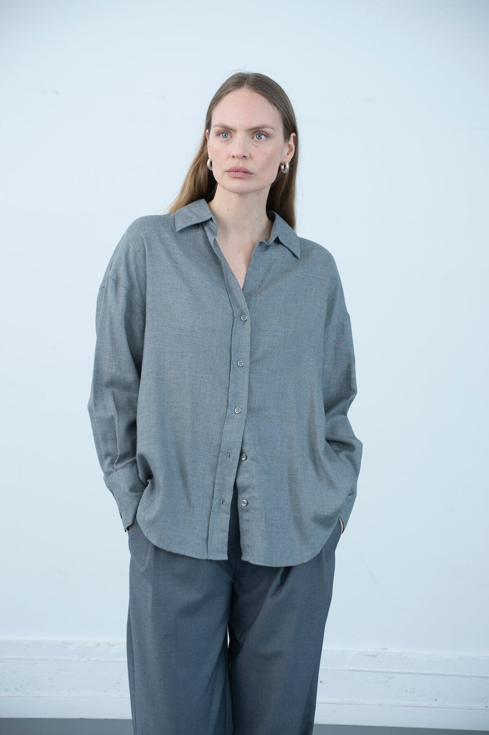 Allen Merino Shirt Grey
