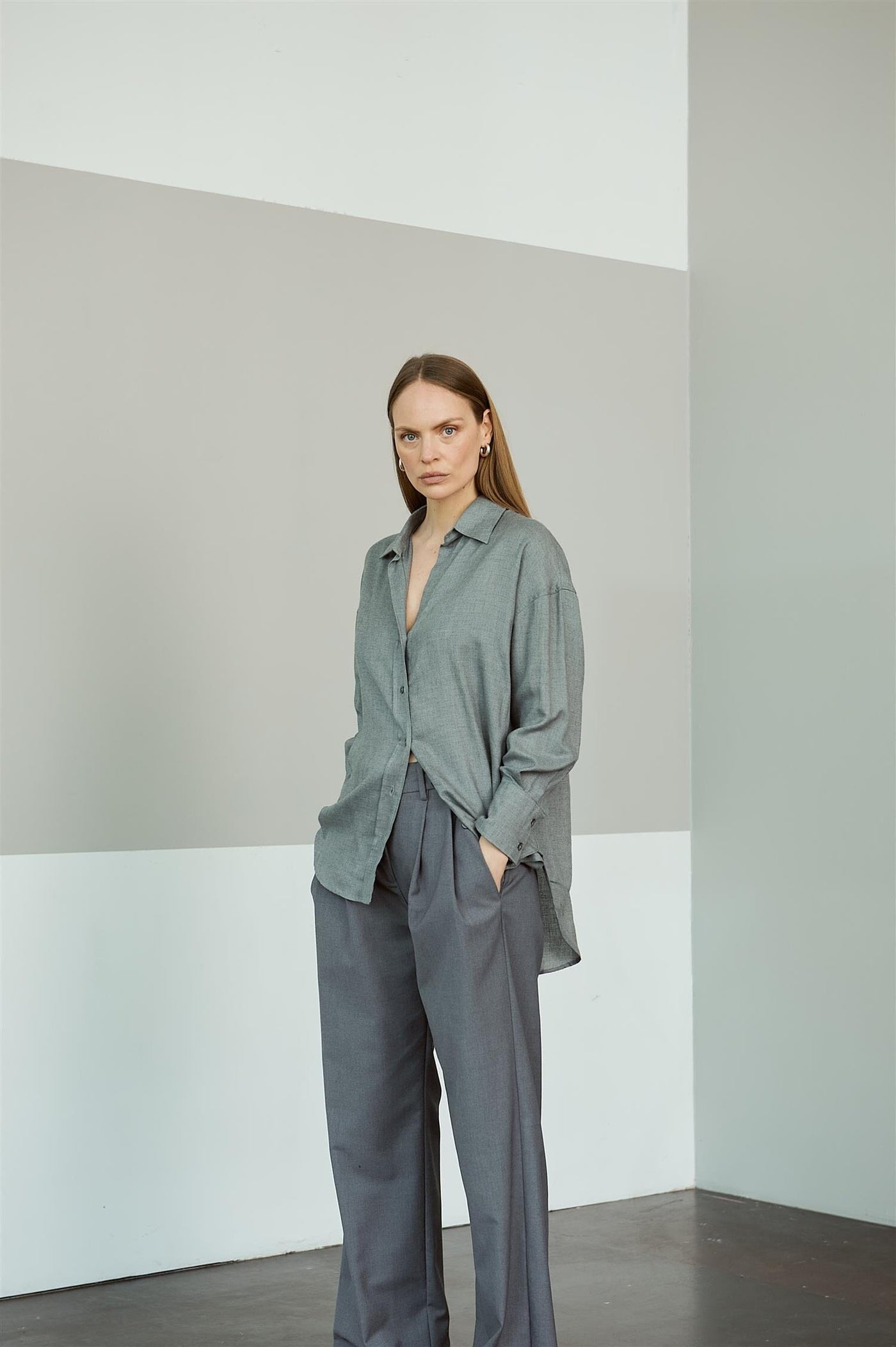 Allen Merino Shirt Grey