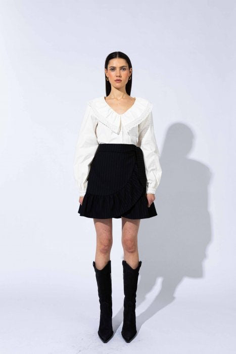 Wanda Skirt Black Pinstripe