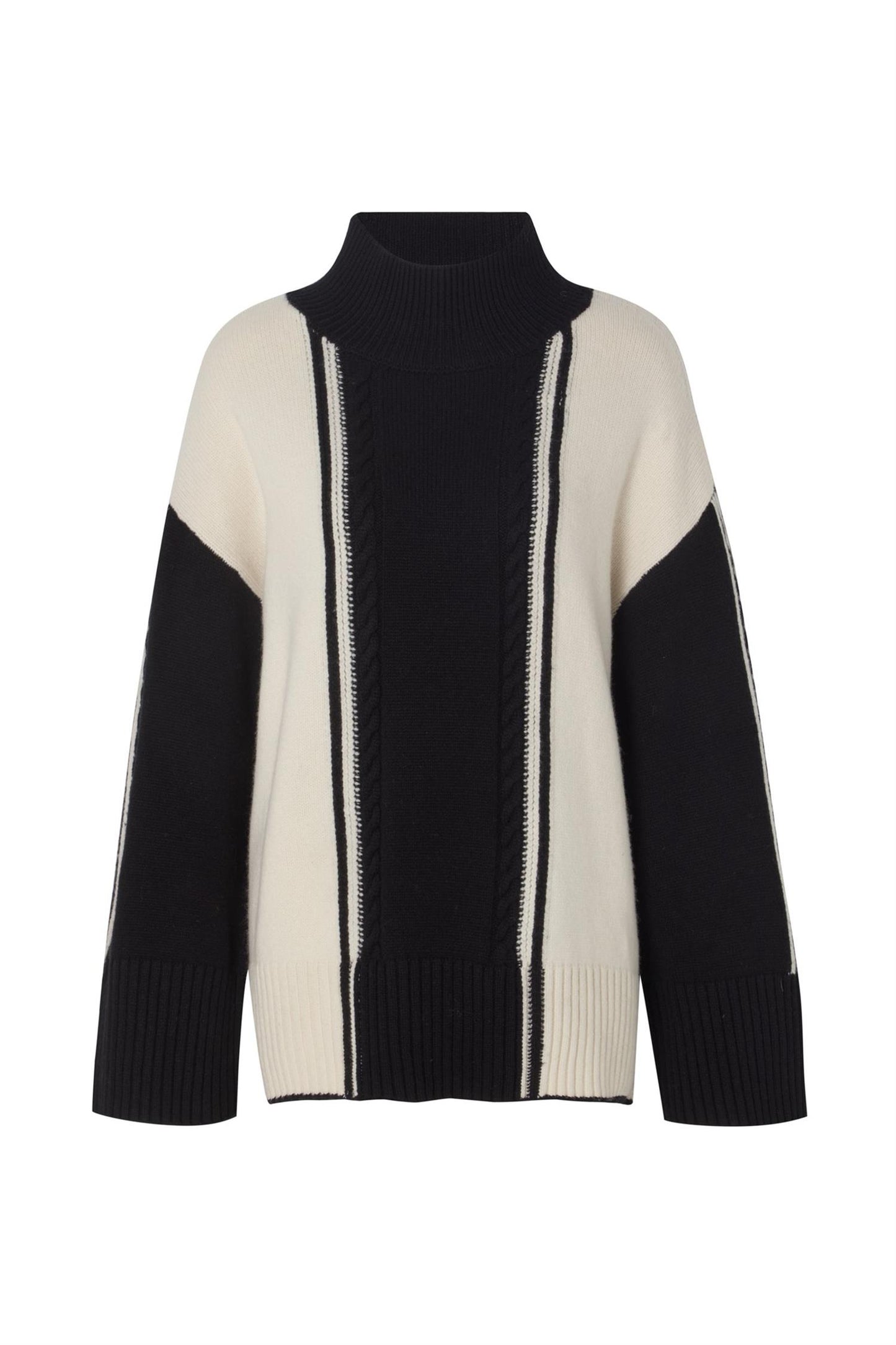 Kathleen Contrast Color Cable Knitted Sweater