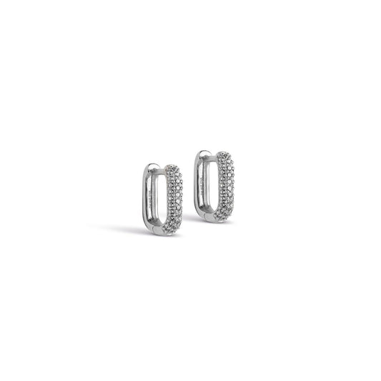 Sparkling Square Hoops Silver 12mm