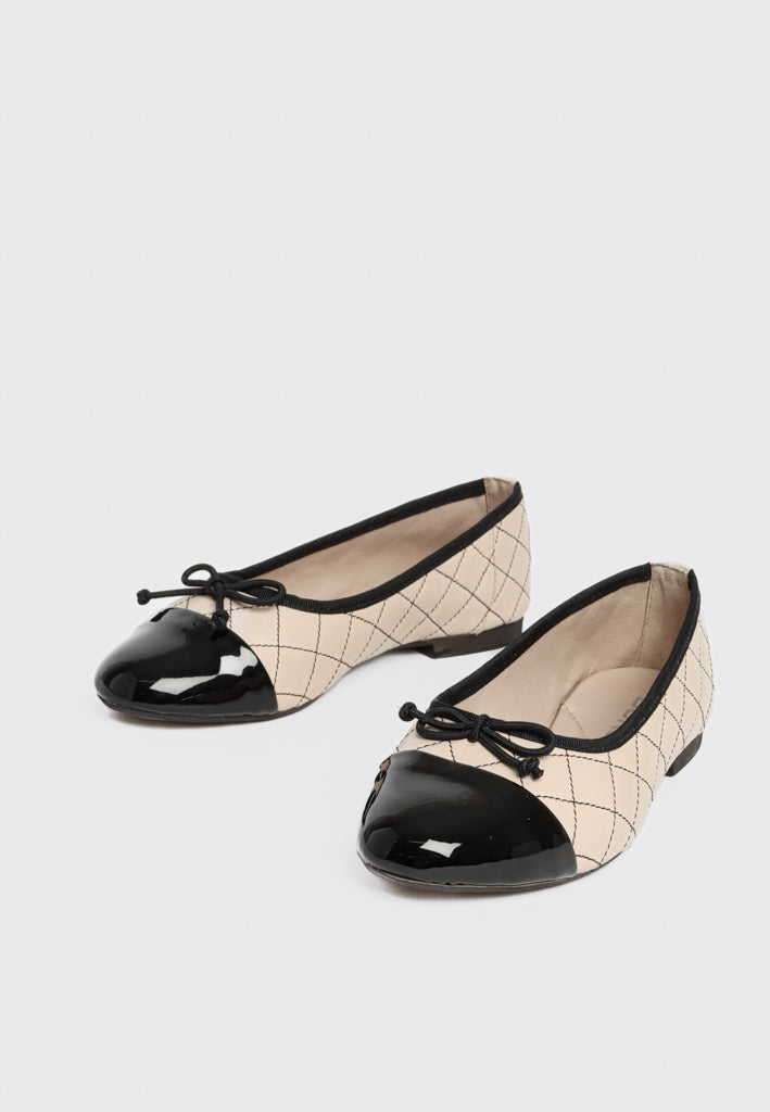 Mery Ballerina Sko Beige/Black