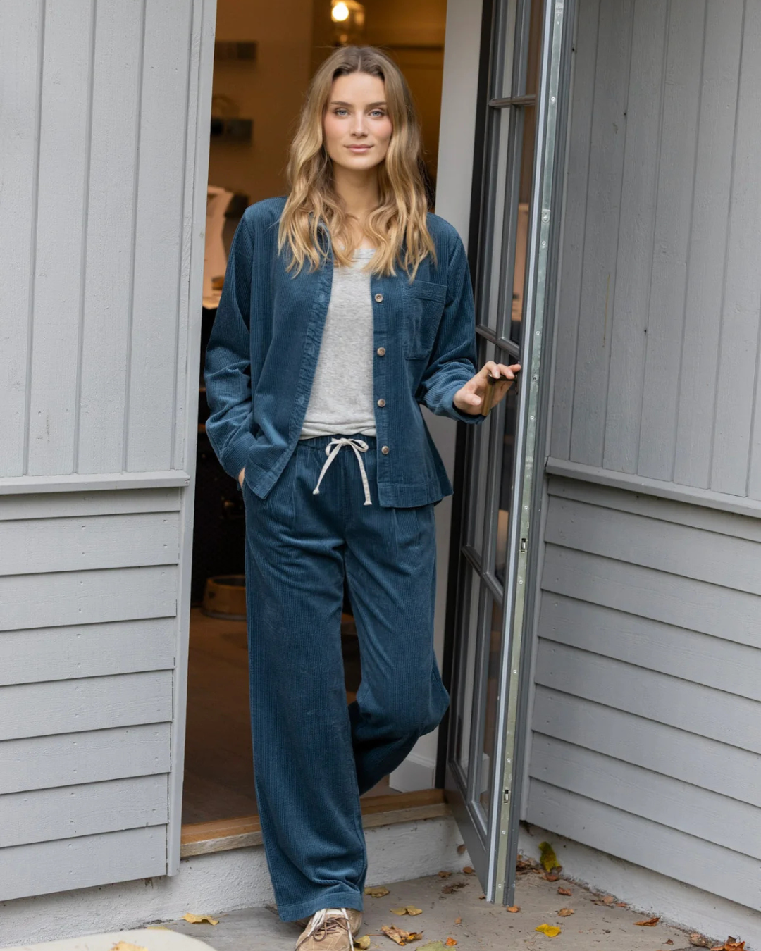 Gillian Corduroy Trousers - Seaport Navy
