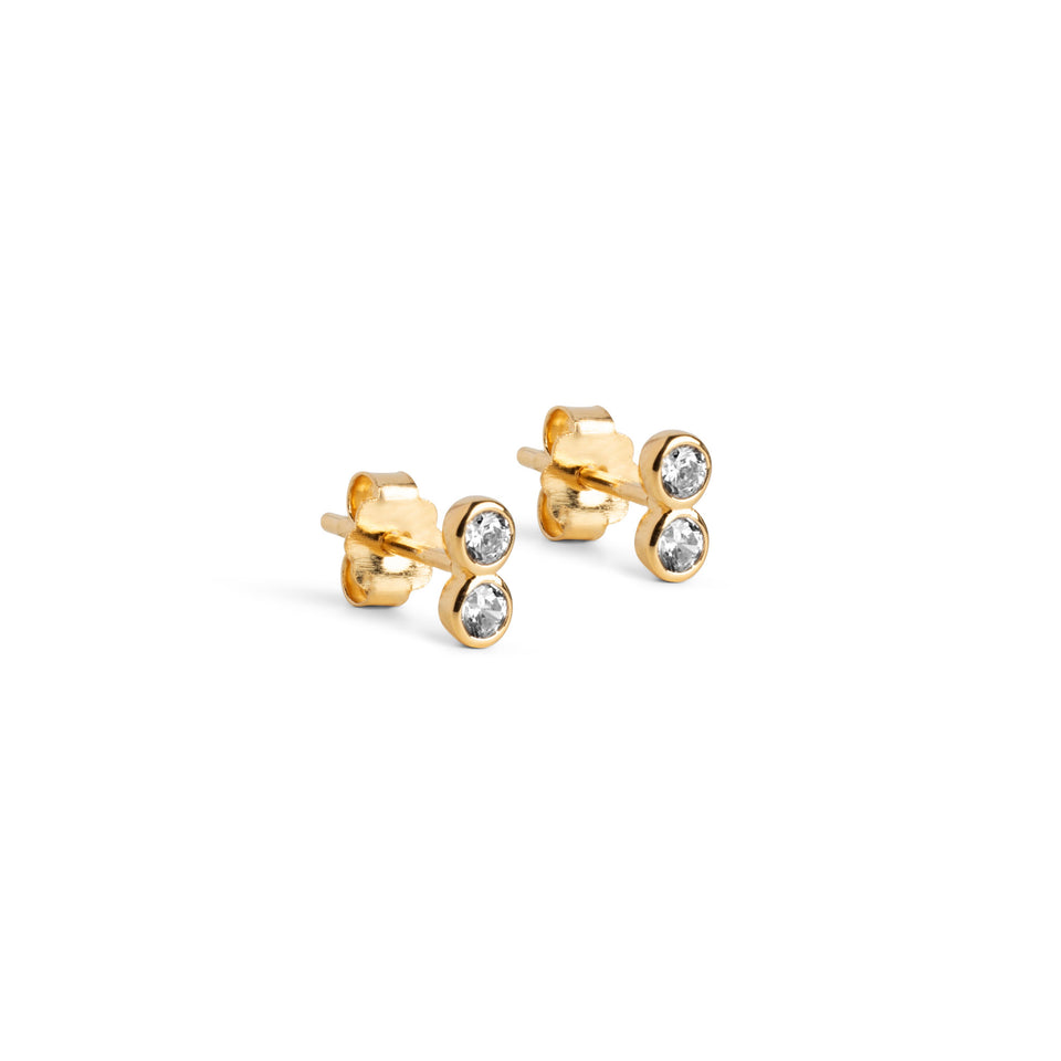 Twin CZ Studs Gold