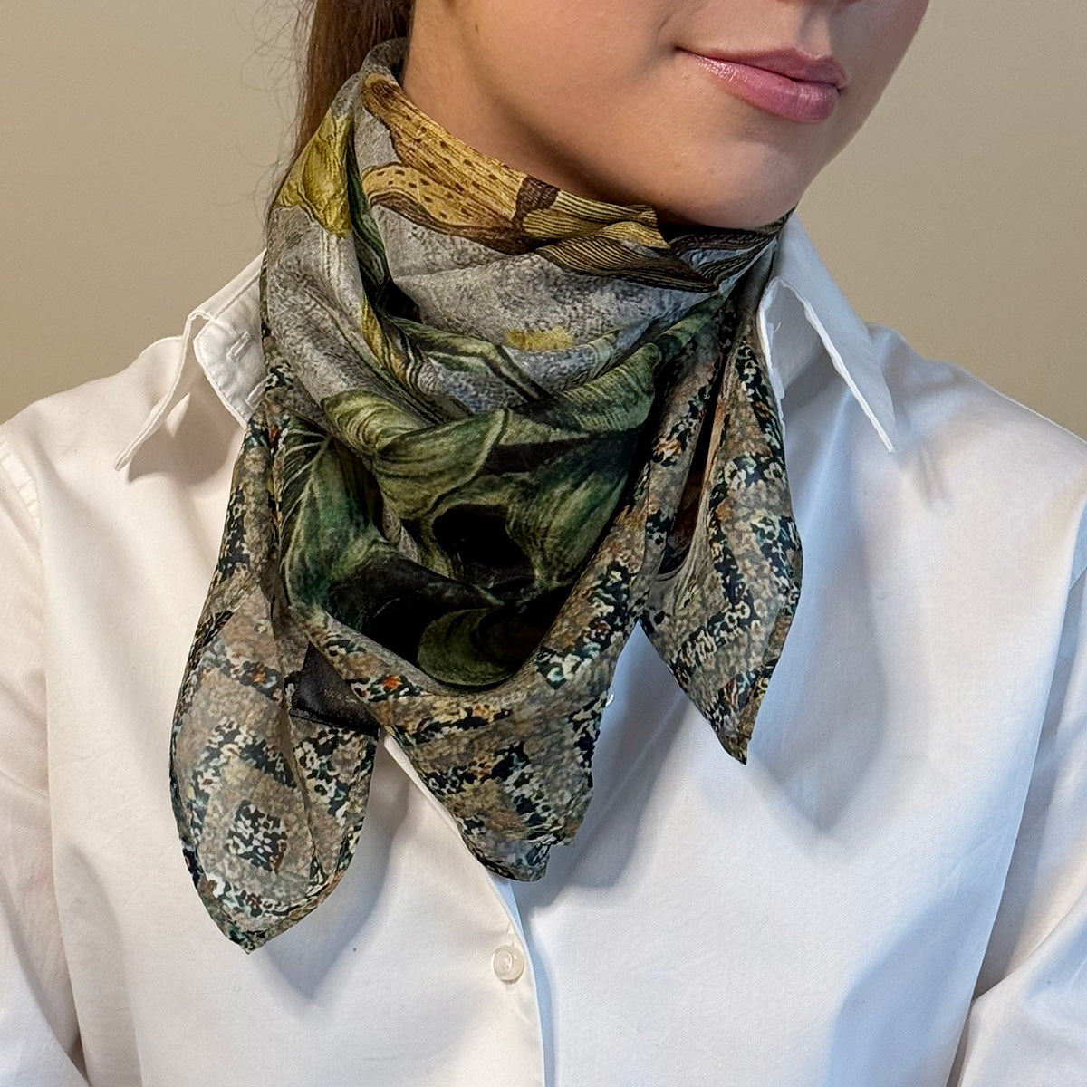 Skjerf i ekte silke, warm tones