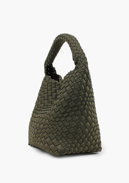Annabel Neoprene Bucket Bag Small - Mørk Olivengrønn