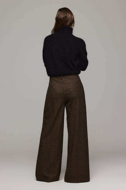 Natalia Wool Pant - Brown / Black
