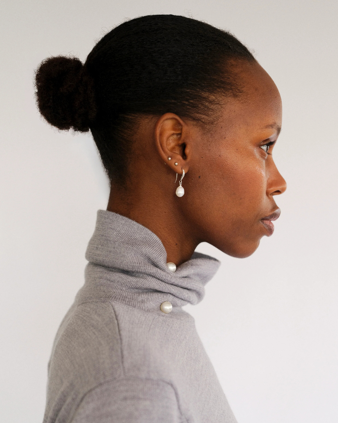 Ruby Rollneck Pin Knit - Grey Melange