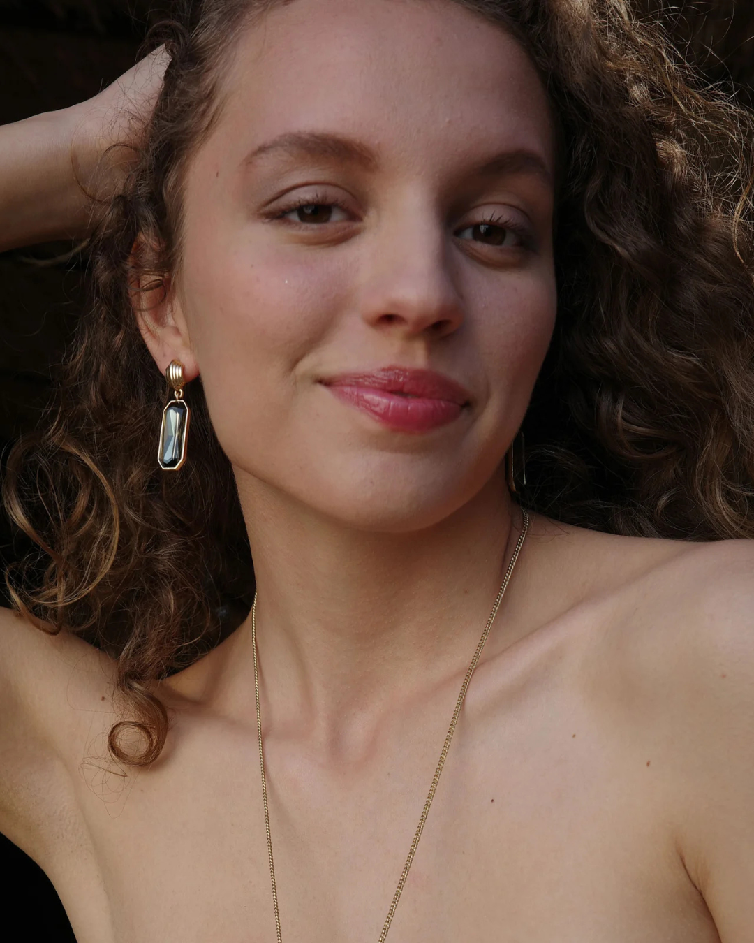 Long earrings, olive, Grace G