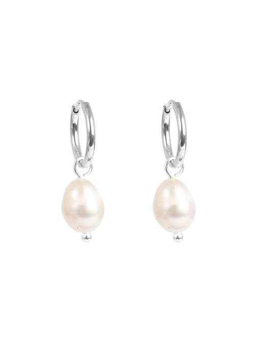 Øreringer med ferskvannsperle, S