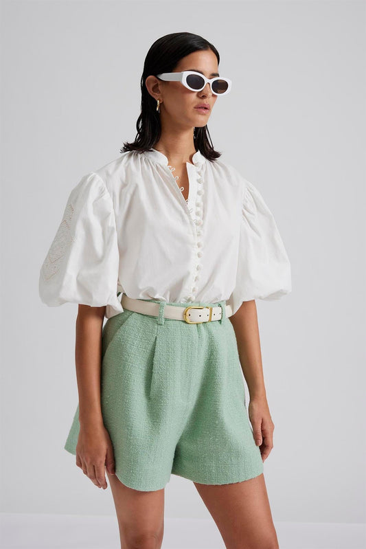 Allie Pouf Sleeve Embroidered Blouse