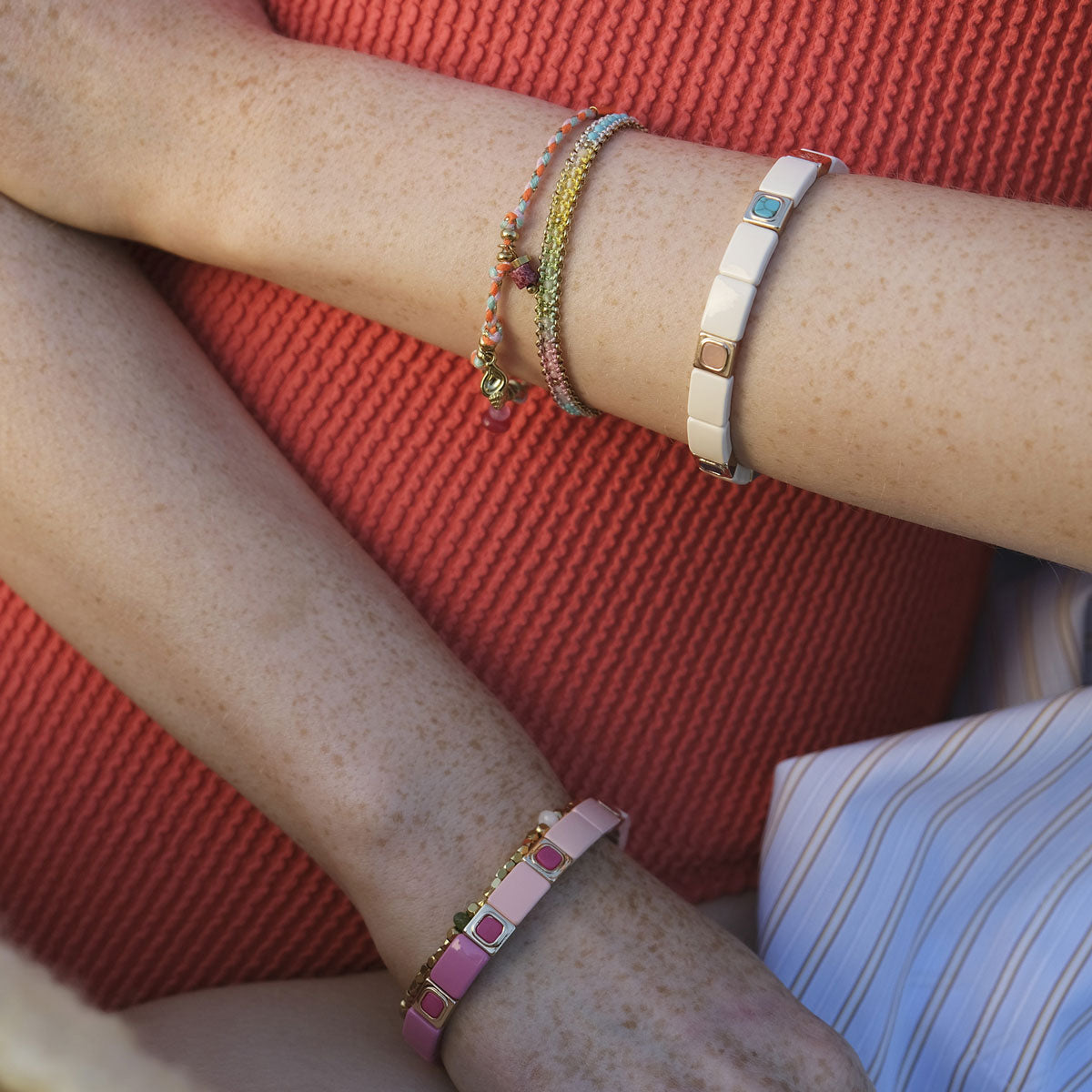 Emaljert armbånd, Pink