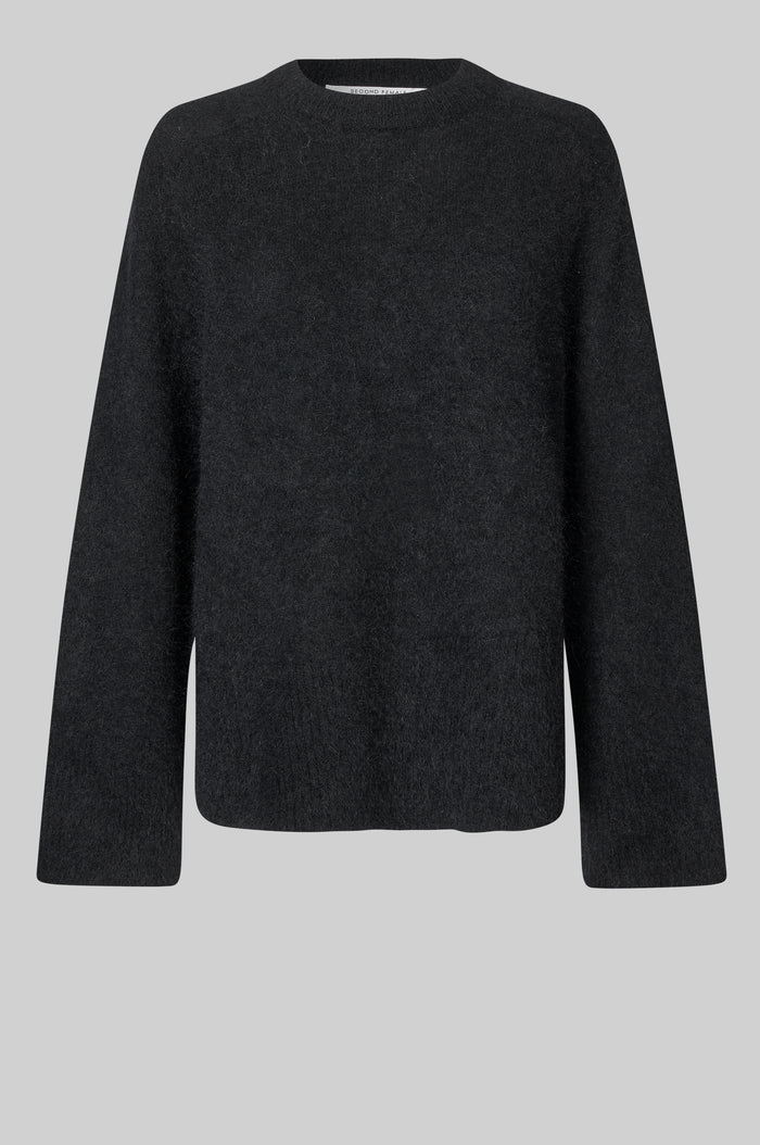 Brookline Knit Raglan O-Neck Black