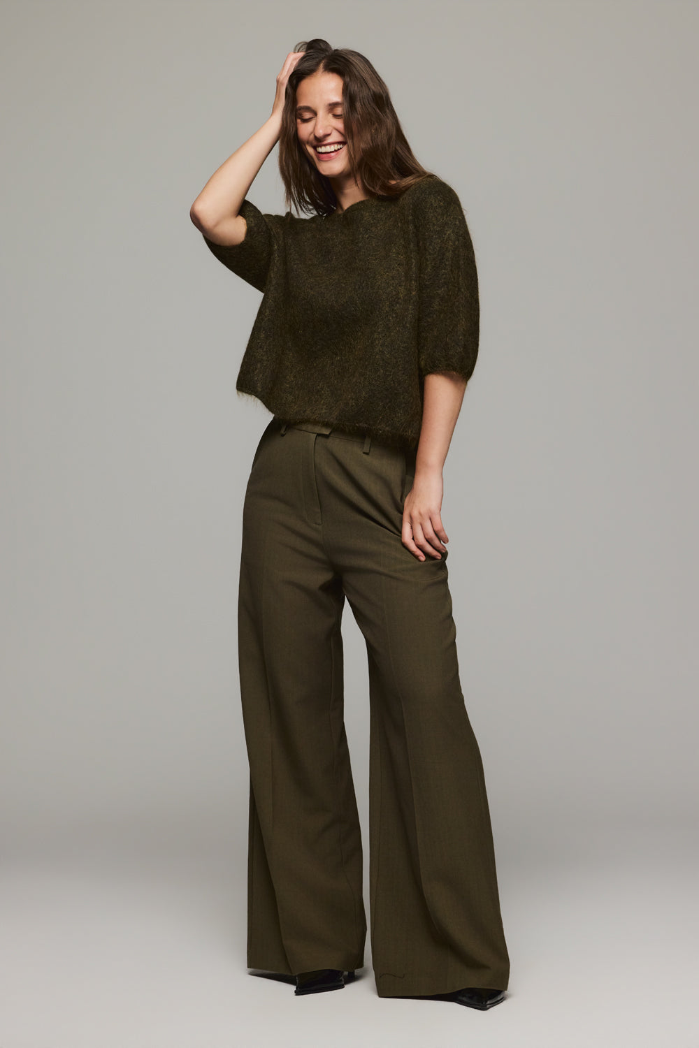 Natalia Wool Pant - Olive Night