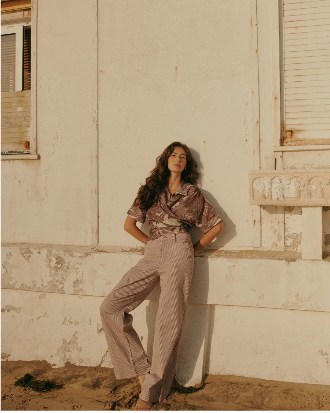 Striped flared trousers