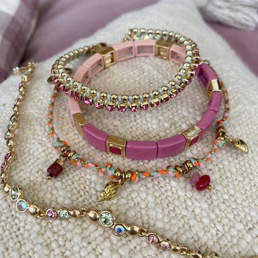 Emaljert armbånd, Pink