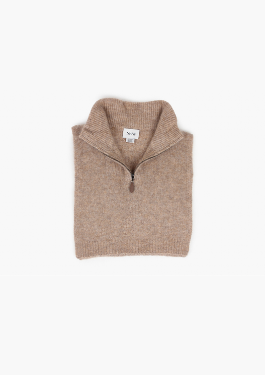 Gabriella Zip Neck - Beige