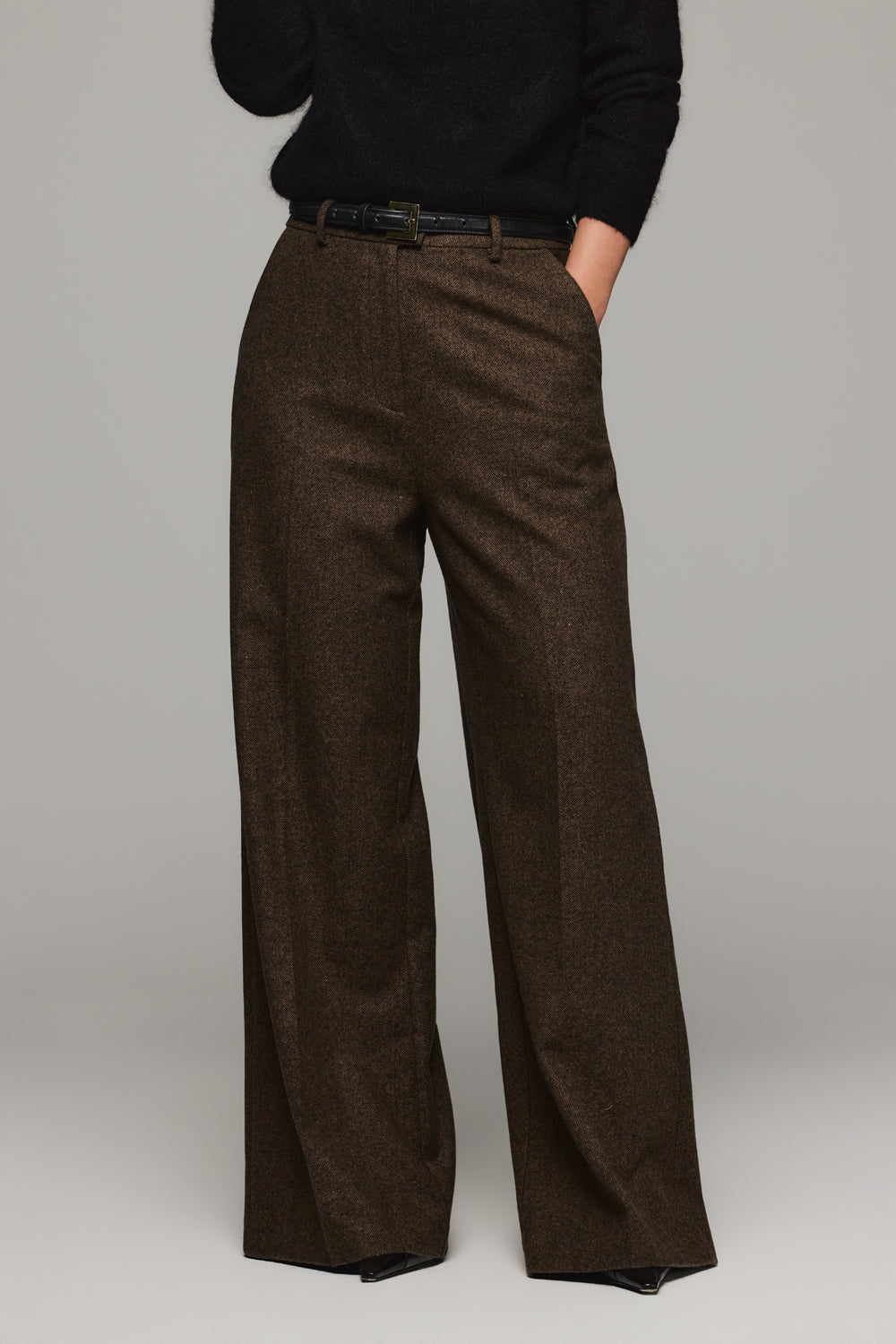 Natalia Wool Pant - Brown / Black
