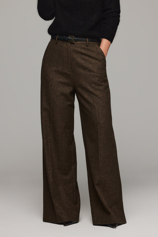 Natalia Wool Pant - Brown / Black