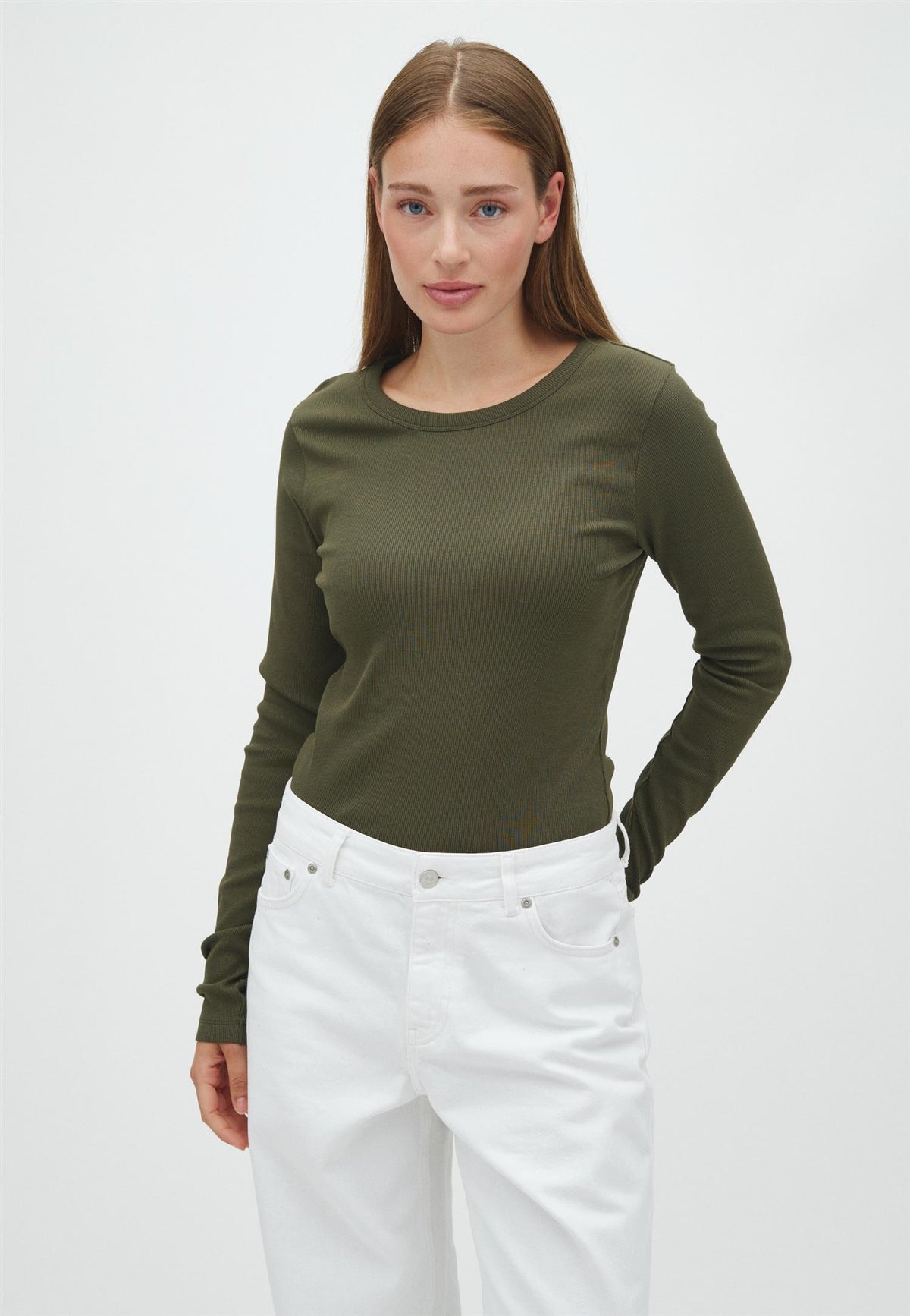 Otis LS-M, T-Shirt - Warm Olive Melange