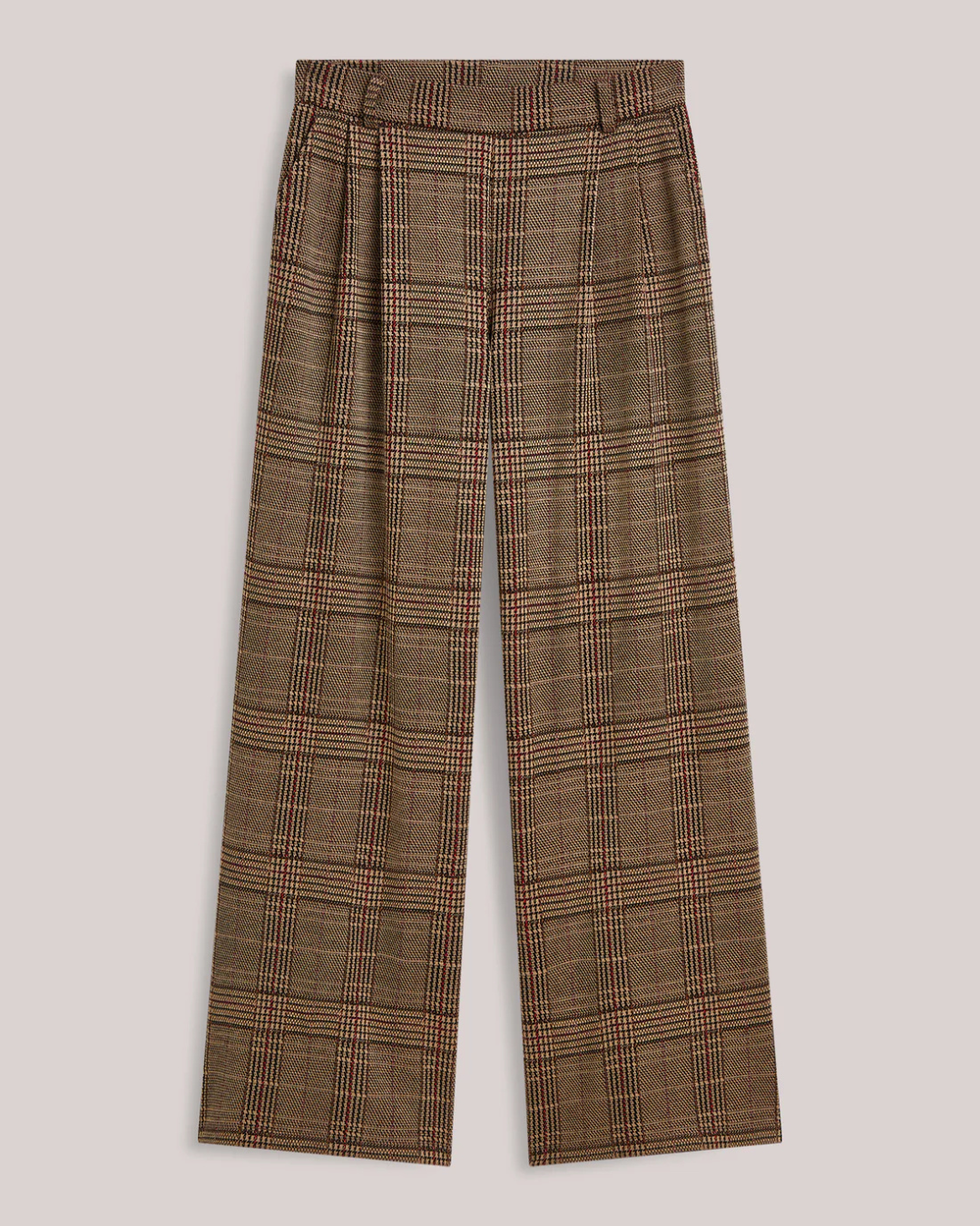Wide-Leg Trousers in Plaid Jacquard