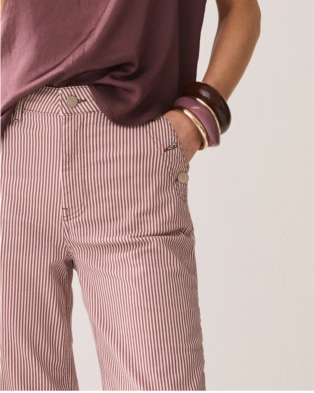 Striped flared trousers