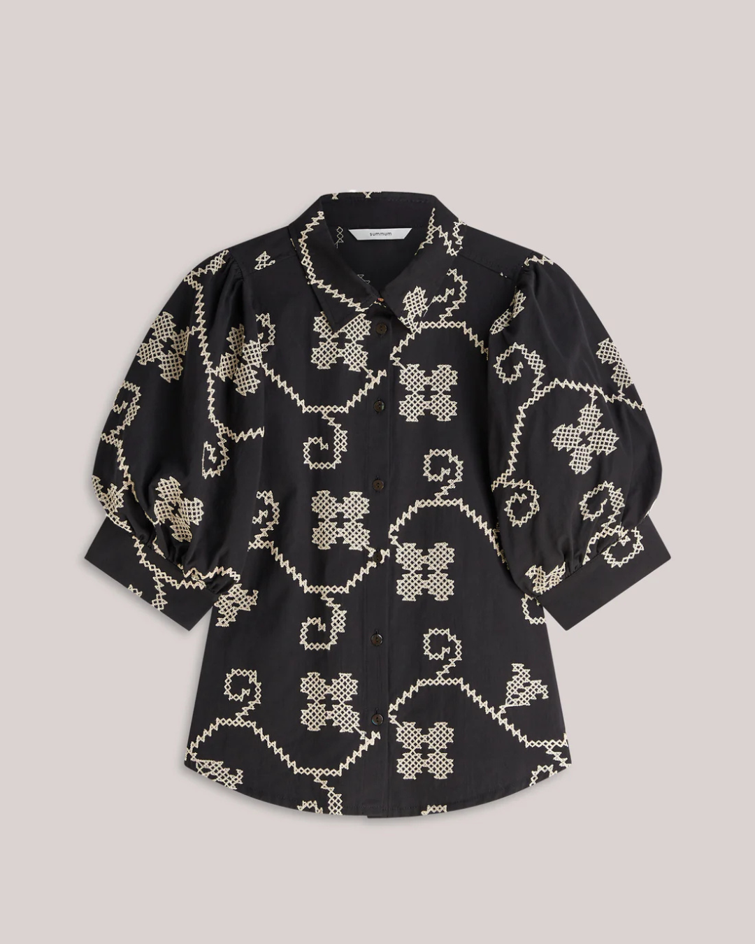 Embroidered blouse with contrast