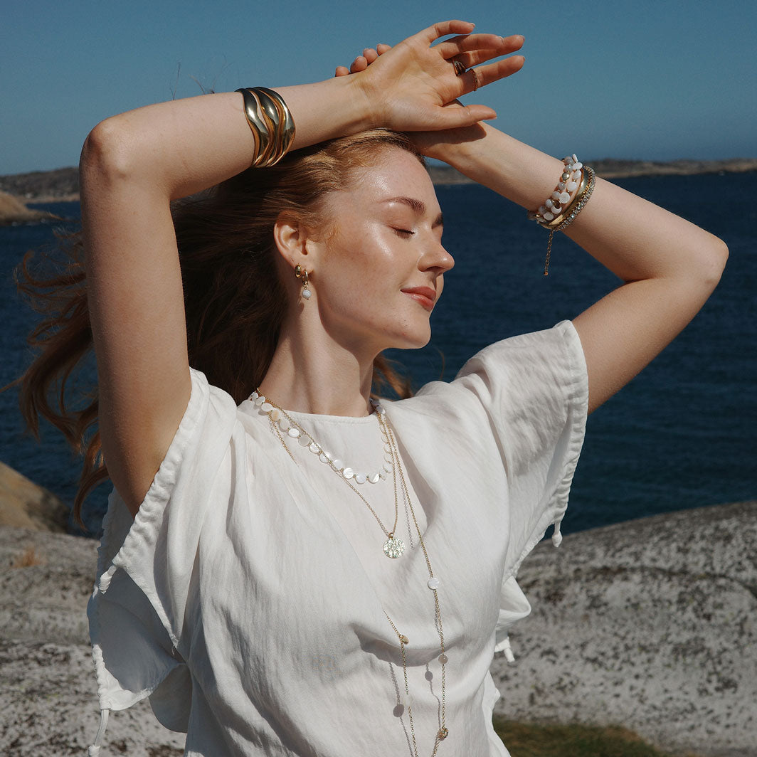 Øreringer, agat, Sandy Beach