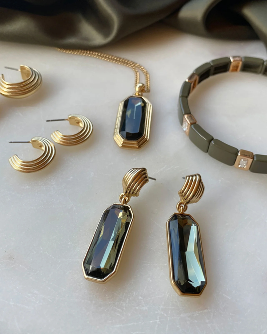 Long earrings, olive, Grace G