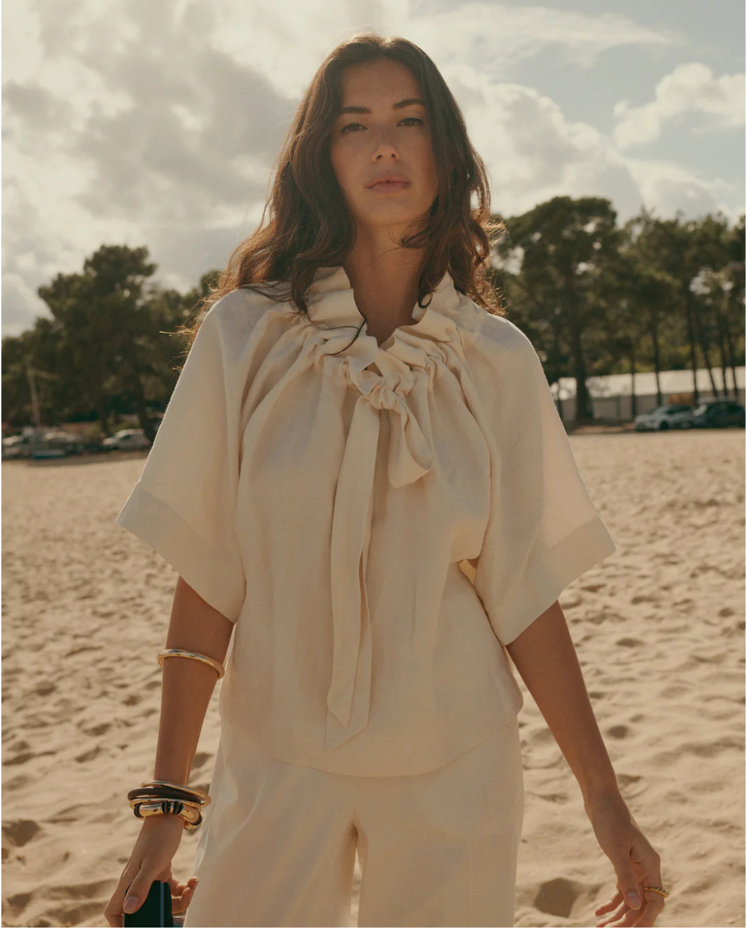 Wear-your-way top in linen blend
