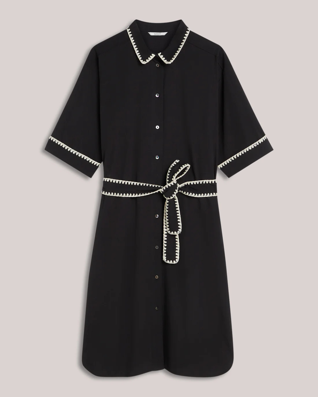 Shirt dress with festoon stitching
