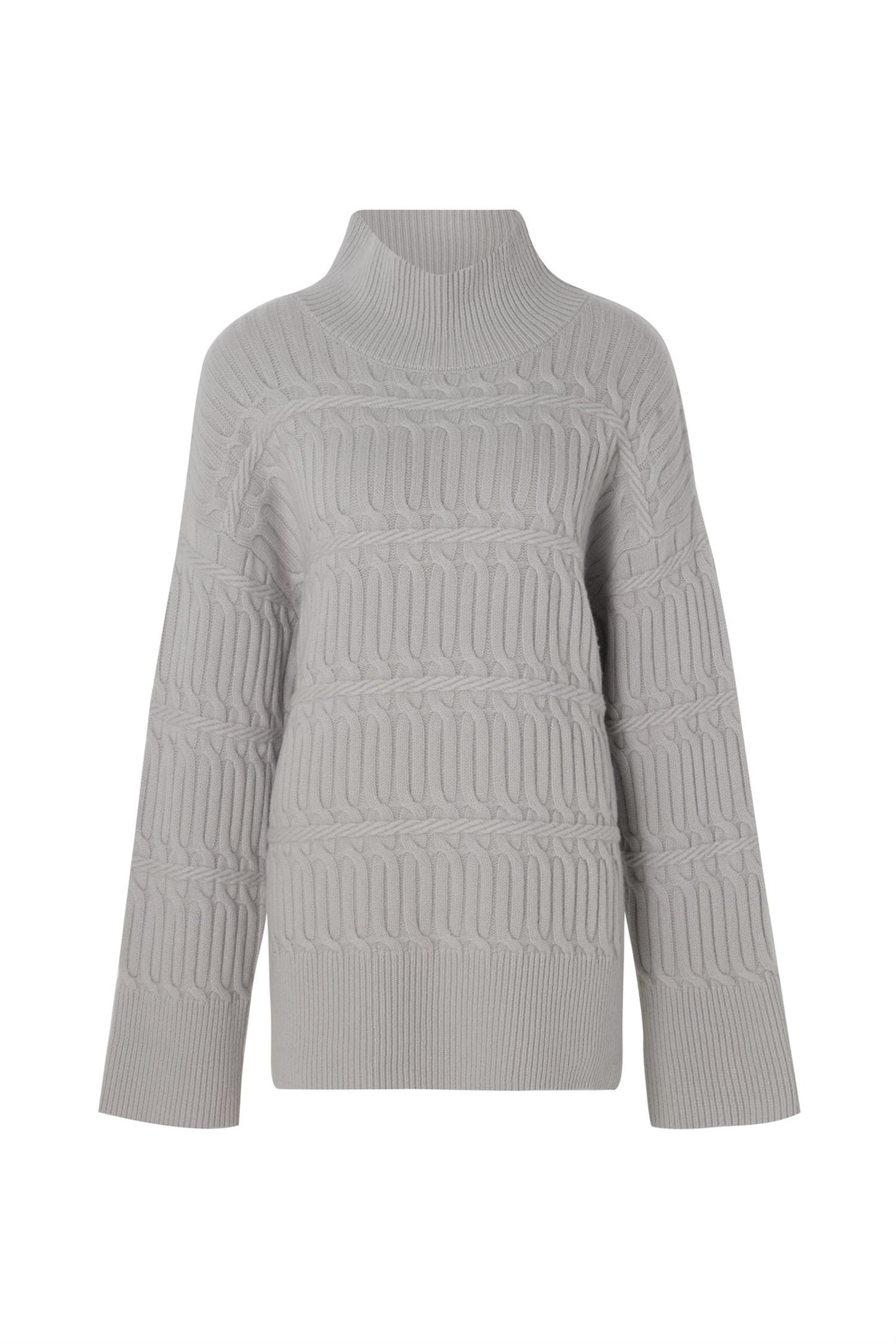 Adelyn Cable Knit Merino Blend Sweater Steel