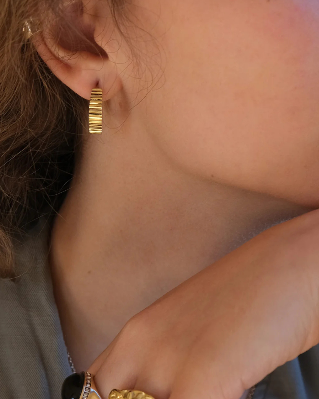 Earrings, Steel Sun G