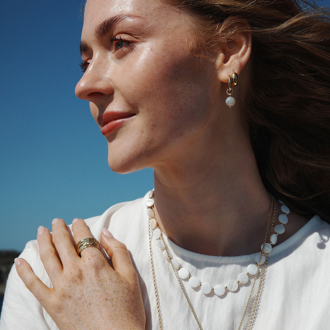 Øreringer, agat, Sandy Beach