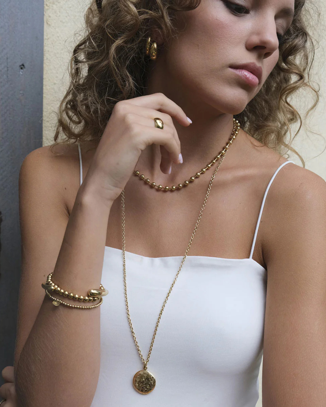 Long necklace with locket, Steel G