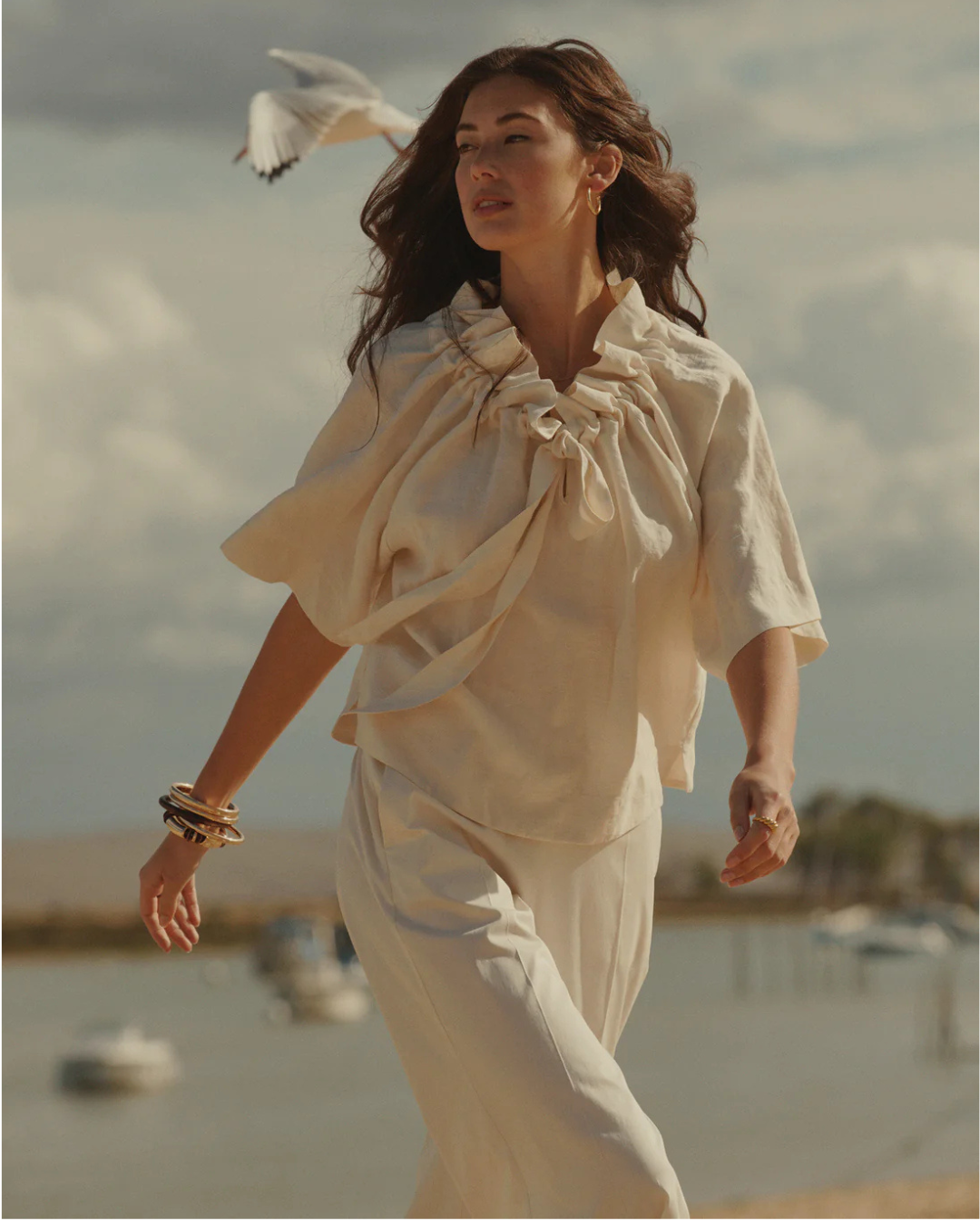 Wear-your-way top in linen blend
