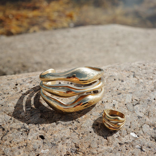 Bredt cuff armbånd, Steel Soft G