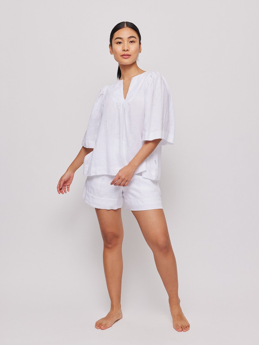 Ellie Linen Top White