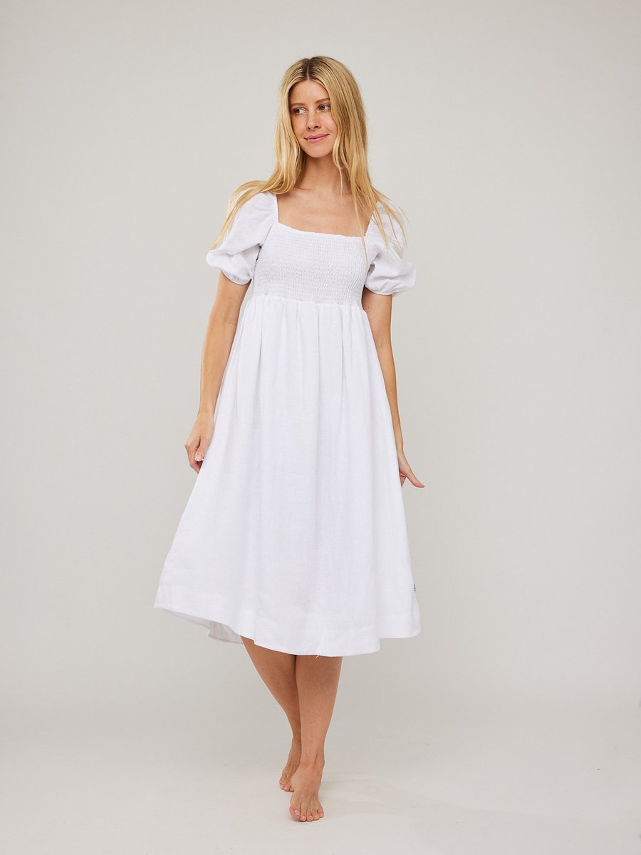 Edda Linen Dress White