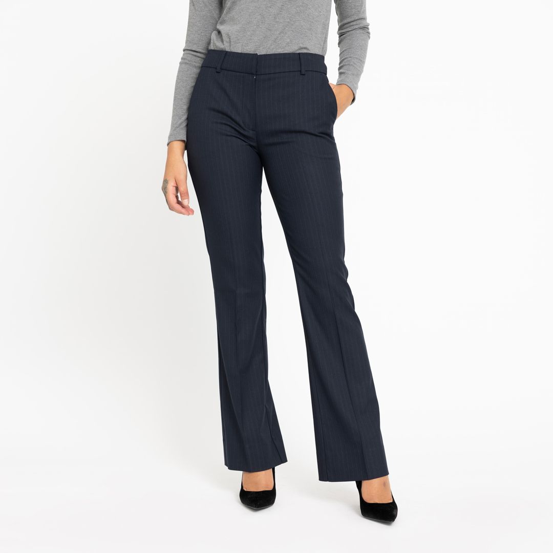 Clara Navy Dashed Pinstripe