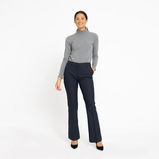 Clara Navy Dashed Pinstripe